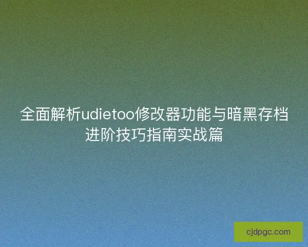 全面解析udietoo修改器功能与暗黑存档进阶技巧指南实战篇